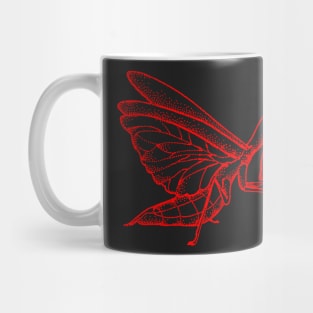 Praying Mantis in Neon Red - Dark or Black Horror Nightmare Design Art Mug